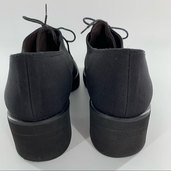 Stuart Weitzman flats size 9.5 black Oxfords chunky vintage 90s Academia - Picture 5 of 12